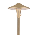 Focus Industries AL-04-AHFLED318SBAR 12V 3W Omni LED Cast Brass 7.5" China Hat Area Light with Adjustable Hub and 18" Finial, Brass Acid Rust Finish