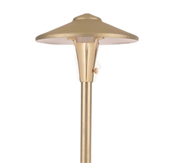 Focus Industries AL-04-AHFLED318SBRS 12V 3W Omni LED Cast Brass 7.5" China Hat Area Light with Adjustable Hub and 18" Finial, Brass Finish