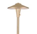 Focus Industries AL-04-AHLED318SBAR 12V 3W Omni LED Cast Brass 7.5" China Hat Area Light with Adjustable Hub and 18" Stem, Brass Acid Rust Finish