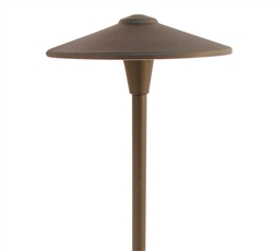 Focus Industries  AL-05-AHLED3BRS 12V 3W Omni LED Cast Brass 10" China Hat Area Light with Adjustable Hub, Brass Finish