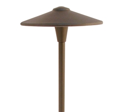 Focus Industries  12V 3W Omni LED Cast Aluminum 10" China Hat Area Light with Adjustable Hub, Bronze Texture Finish