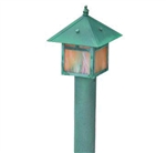 Focus Industries AL-09-BAV 12V S8 Incandescent Post Lantern Area Light, Brass Acid Verde Finish