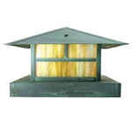 Focus Industries AL-10-LGPFL13S-BAV 120V 13W 4100K CFL Brass Pedestal Mount Lantern Area Light, Brass Acid Verde Finish