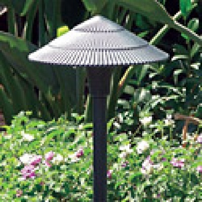 Focus Industries AL15L12BLT 12V 3W Omni LED 8" Cast Aluminum Tiki Hat, Black Texture Finish