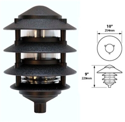 Focus Industries FAL-04-710-RBV 120V 7W CFL 4 Tier 10" Pagoda Hat Area Light, Rubbed Verde Finish