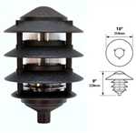 Focus Industries FAL-04-710-WBR 120V 7W CFL 4 Tier 10" Pagoda Hat Area Light, Weathered Brown Finish