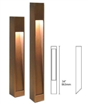 Focus Industries PL-23-28LEDP-WBR 12V 4W LED 300 lumens Angle Cut Square Bollard, Weathered Brown Finish