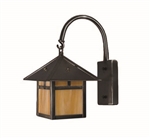 Focus Industries SL-13-LED3ICEBAR 3W OMNI LED Brass, Wall Mount Lantern, with Arm, Cracked Ice Glass, Brass Acid Rust Finish