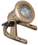 Focus Industries SL-33-AB 12V MR16 Brass Underwater Light with Adjustable Aiming Bracket, Brass Finish