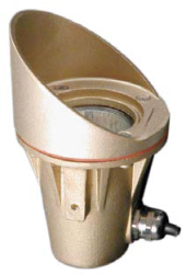 Focus Industries SL-33-SM 12V MR16 Brass Underwater Light with Side Mount Cord, Brass Finish