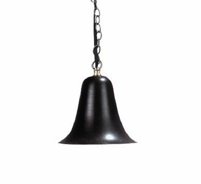 Focus Industries SL05L12BLT 3W Omni LED Spun Aluminum Hanging Bell Step Light with Brass Chain and J-Box, Black Texture Finish