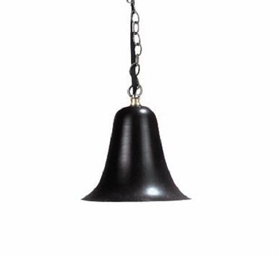 Focus Industries SL05L12RBV 3W Omni LED Spun Aluminum Hanging Bell Step Light with Brass Chain and J-Box, Rubbed Verde  Finish