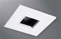 Halo Recessed 1485MWWB 4" Line Voltage Square Pinhole with Oculus, Open, 35 Degree Tilt, Matte White, White Baffle
