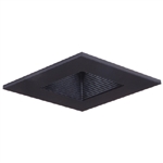 Halo Recessed 3012BKBB 3" Square Regressed Lens Adjustable Baffle Trim, Black Baffle, Black Trim