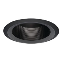 Halo Recessed 6125BKBB 6" Line Voltage Incandescent Full Cone Baffle, Self Flange, Black Baffle, Black Trim