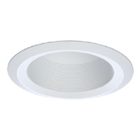 Halo Recessed 6125WB 6" Line Voltage Incandescent Full Cone Baffle, Self Flange, White Baffle, White Trim