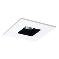 Halo Recessed TLS408WHBB 4" Square Baffle Trim with Solite Glass Lens, Black Baffle, White Ring