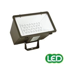 Hubbell Outdoor Lighting MHS-Y-30L4-5K-W-BZ-PC4 71W Miniliter LED Floodlight with Photocontrol, Yoke Mounting, 30 LEDs, 277V, 5000K, Wide 6x6 Beam, 700mA, Bronze Finish