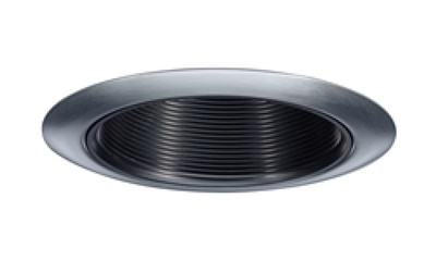 Juno Recessed Lighting 14B-SC (14 BSC) 4" Line Voltage Baffle Downlight Trim, Black Baffle, Satin Chrome Trim