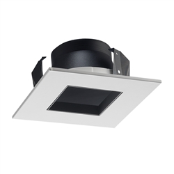 Juno Recessed Lighting 17SQ-B-WH (17SQ BWH) 4" Line Voltage, LED and Fluorescent Square Downlight Trim, Black Reflector, White Trim