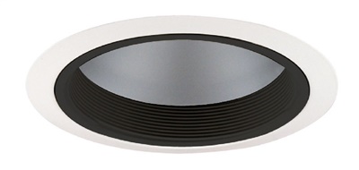 Juno Recessed Lighting 230CB-WH (230 CBWH) 6" Line Voltage, Economy A-Lamp Reflector with Baffle Trim, Black Baffle, White Trim