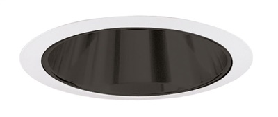 Juno Recessed Lighting 247B-WH (247S BWH) 6" Line Voltage, Shallow Cone Trim, Black Reflector, White Trim