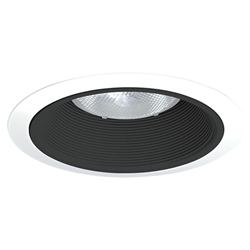 Juno Recessed Lighting 24B-WH (24 BWH) 6" LED, Line Voltage, Tapered Baffle Trim, Black Baffle, White Trim