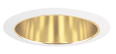 Juno Recessed Lighting 257G-WH (257 GWH) 6" Line Voltage, Deep Cone Trim, Gold Reflector, White Trim