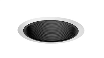 Juno Recessed Lighting 25B-WH (25 BWH) 6" Line Voltage, Straight Baffle Trim, Black Baffle, White Trim