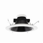 Juno Recessed Lighting 27HYP2-B-WH (27HYP2 BWH) 6" LED Hyperbolic Reflector Trim, Black Alzak Cone, White Trim Ring