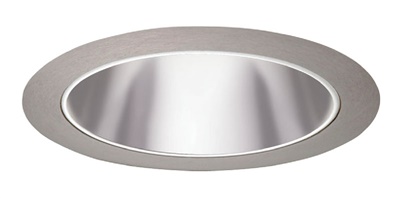 Juno Recessed Lighting 27PT-SC (27 PTSC) 6" LED, Line Voltage, Tapered Cone Trim, Pewter Reflector, Satin Chrome Trim