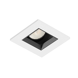 Juno Aculux 2SQAPIN BD WHFM Recessed Lighting 2 inch LED Adjustable Pinhole Black Diffuse Reflector, Flush Mount Trim, White Finish