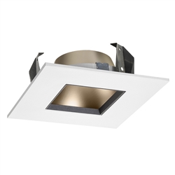 Juno Recessed Lighting 42LSQ-WHZ-WH (42LSQ WHZWH) 4" Adjustable Downlight Square Cone Trim, Wheat Haze Reflector White Trim