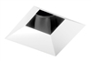 Juno Aculux Recessed Lighting 4307SQ-WH-FM 3-1/4" Line Voltage, Low Voltage, LED Square Downlight Regressed, 1-1/4" Pinhole Black Alzak Reflector, Flush Mount White Trim