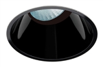 Juno Aculux Recessed Lighting 430NB-FM 3-1/4" Line Voltage, Low Voltage, LED Downlight 20 Degree Angle Cut Lensed, Black Alzak Reflector, Flush Mount Trim