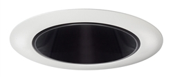 Juno Aculux Recessed Lighting 430NB-WH 3-1/4" Line Voltage, Low Voltage, LED Downlight 20 Degree Angle Cut Lensed, Black Alzak Reflector, White Trim