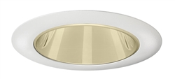 Juno Aculux Recessed Lighting 430NG-WH 3-1/4" Line Voltage, Low Voltage, LED Downlight 20 Degree Angle Cut Lensed, Gold Alzak Reflector, White Trim