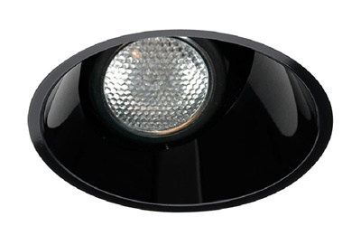 Juno Aculux Recessed Lighting 431NB-SF (3AC BS SF WET) 3-1/4" Line Voltage, Low Voltage, LED Downlight Angle Cut Lensed, Black Alzak Reflector, Self Flanged Trim