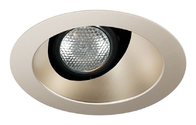 Juno Aculux Recessed Lighting 431NG-SF 3-1/4" Line Voltage, Low Voltage, LED Downlight Angle Cut Lensed, Gold Alzak Reflector, Self Flanged Trim