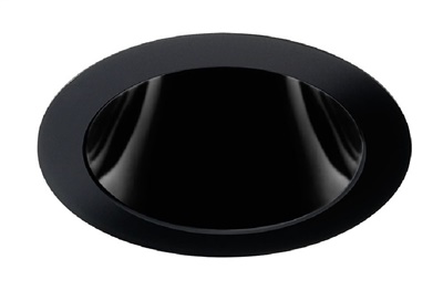 Juno Aculux Recessed Lighting 437NB-SF (3DP BS SF) 3-1/4" Low Voltage, LED Deep Downlight Cone , Black Alzak Reflector, Self Flanged Trim