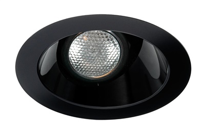 Juno Aculux Recessed Lighting 438NB-SF (3AC BS SF) 3-1/4" Low Voltage, LED Angle Cut , Black Alzak Reflector, Self Flanged Trim