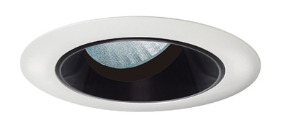 Juno Aculux Recessed Lighting 438NB-WH (3AC BS WHR) 3-1/4" Low Voltage, LED Angle Cut , Black Alzak Reflector, White Trim