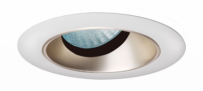 Juno Aculux Recessed Lighting 438NG-WH 3-1/4" Low Voltage, LED Angle Cut Gold Alzak Reflector, White Trim