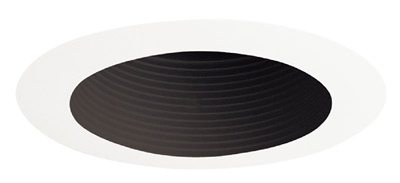 Juno Recessed Lighting 444B-WH (444 BWH) 4" Low Voltage Adjustable Baffle Trim, Black Baffle, White Trim