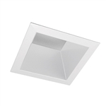 Juno Aculux Recessed Lighting 5302SQBHZ-WH-SF (4SQDBV BD WHSF WET) 4 inch LED Square Lensed Downlight Bevel Trim, Self Flanged, White Trim
