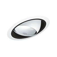 Juno Recessed Lighting 619B-WH (619 BWH) 6" Line Voltage, Slope Ceiling Cylinder Eyeball Trim in Baffle, Black Baffle, White Trim