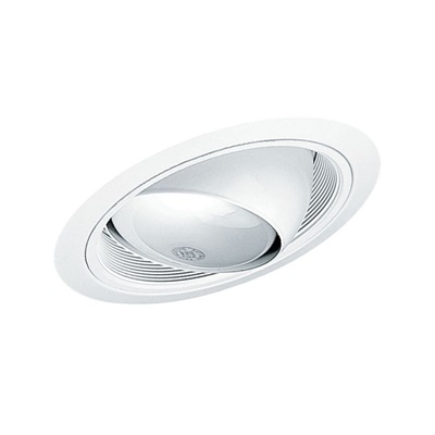 Juno Recessed Lighting 619W-WH (619 WWH) 6" Line Voltage, Slope Ceiling Cylinder Eyeball Trim in Baffle, White Baffle, White Trim