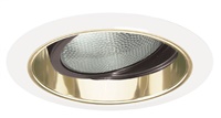 Juno Recessed Lighting 689G-WH (689 GWH) 5" Line Voltage Gimbal Ring in Cone Trim, Gold Reflector, White Trim