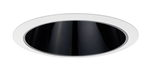 Juno Aculux Recessed Lighting 738B-WH 7" Line Voltage Adjustable Angle Cut Cone, Black Alzak Reflector, White Trim