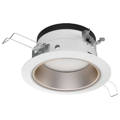 Juno JPDZ4 DC ALO10 SWW5WD 90CRI 120 FRPC WHZWH Podz 4" LED Downlight, Round Downlight Cone, Adjustable Lumen Output, Switchable White 2700K-5000K + WarmDim (2850K-1900K), 90 CRI, 120V Forward/Reverse Phase Cut, 5% Dim, Wheat Haze, White Trim Ring